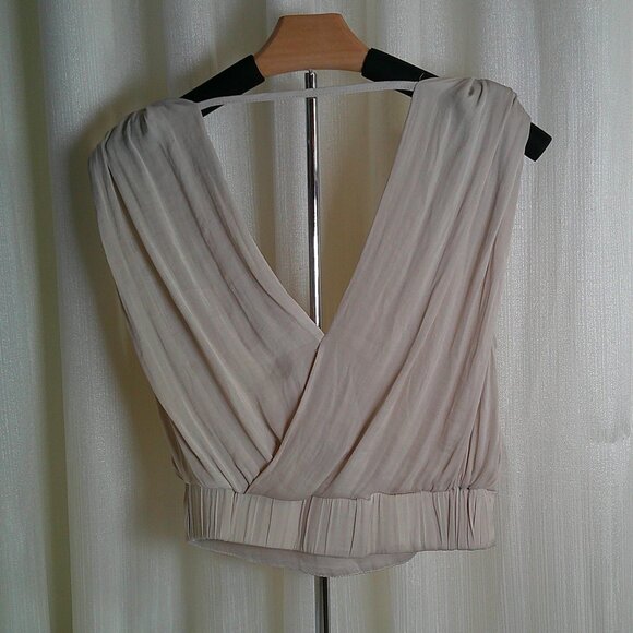 Dynamite Pleated Champagne Sleeveless Blouse in size S - Picture 3 of 3